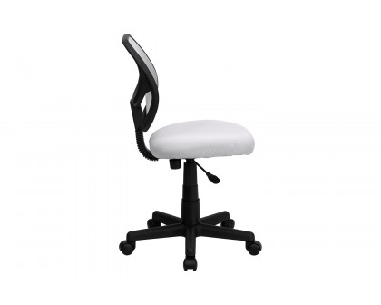 BLNK Neri Low-Back Mesh Swivel Task Office Chair with Curved Square Back - White