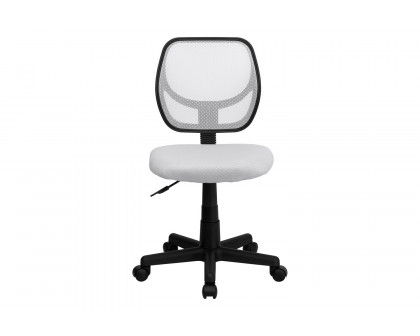 BLNK Neri Low-Back Mesh Swivel Task Office Chair with Curved Square Back - White