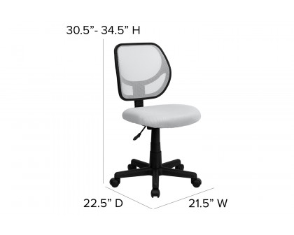 BLNK Neri Low-Back Mesh Swivel Task Office Chair with Curved Square Back - White