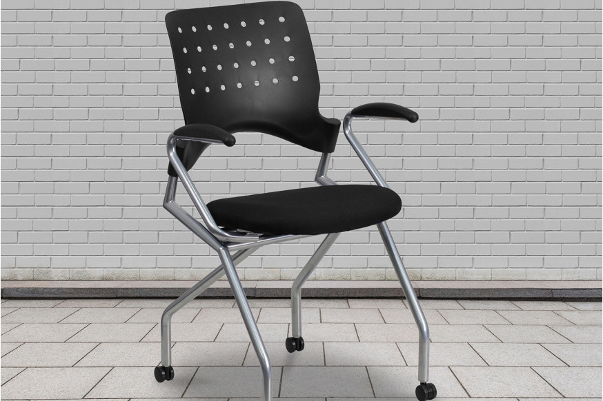 BLNK™ Galaxy Fabric Mobile Nesting Chair with Black Seat - with Arms