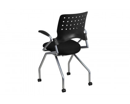 BLNK™ Galaxy Fabric Mobile Nesting Chair with Black Seat - with Arms