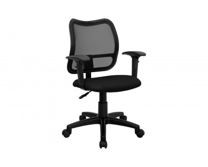 BLNK Alber Mid-Back Mesh Swivel Task Office Chair - Black, with Adjustable Arms