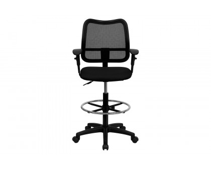 BLNK Elaine Mid-Back Mesh Drafting Chair - Black, with Adjustable Arms