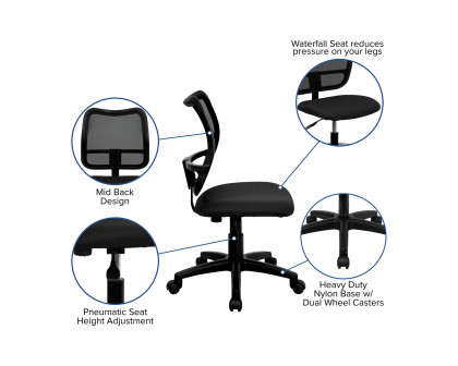 BLNK Alber Mid-Back Mesh Swivel Task Office Chair - Black