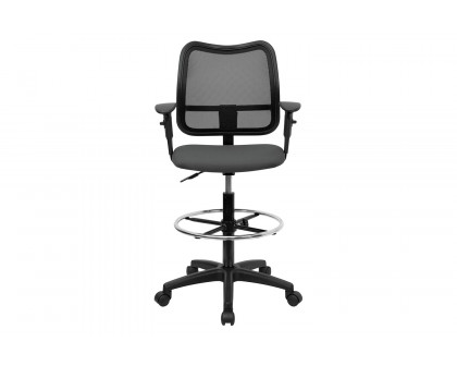 BLNK Elaine Mid-Back Mesh Drafting Chair - Gray, with Adjustable Arms