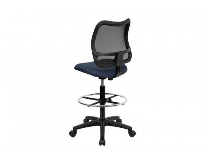 BLNK Elaine Mid-Back Mesh Drafting Chair - Navy Blue