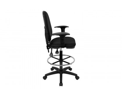 BLNK Lenora Fabric Mid-Back Multifunction Ergonomic Drafting Chair with Adjustable Lumbar Support