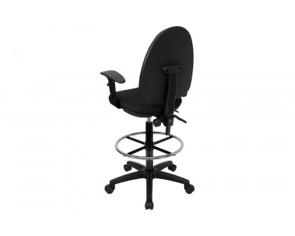 BLNK Lenora Fabric Mid-Back Multifunction Ergonomic Drafting Chair with Adjustable Lumbar Support - with Adjustable Arms