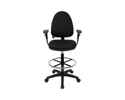 BLNK Lenora Fabric Mid-Back Multifunction Ergonomic Drafting Chair with Adjustable Lumbar Support - with Adjustable Arms