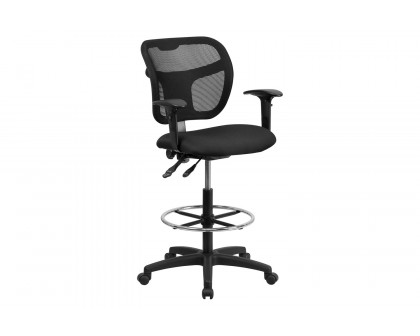 BLNK Regina Mid-Back Mesh Drafting Chair with Back Height Adjustment