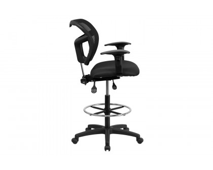 BLNK Regina Mid-Back Mesh Drafting Chair with Back Height Adjustment - with Adjustable Arms