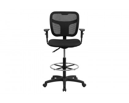 BLNK Regina Mid-Back Mesh Drafting Chair with Back Height Adjustment - with Adjustable Arms