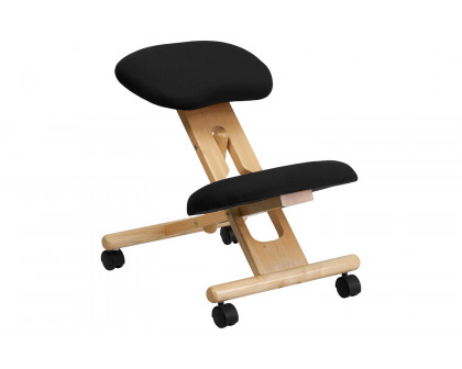 BLNK Posey Fabric Mobile Wooden Ergonomic Kneeling Office Chair - Black