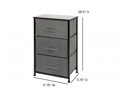 BLNK Harris 3 Drawer Wood Top Iron Frame Vertical Storage Dresser with Easy Pull Drawers - Black/Dark Gray