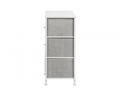 BLNK Harris 3 Drawer Wood Top Iron Frame Vertical Storage Dresser with Easy Pull Drawers - White/Light Gray