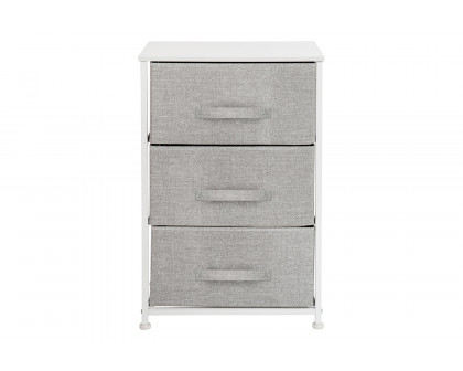 BLNK Harris 3 Drawer Wood Top Iron Frame Vertical Storage Dresser with Easy Pull Drawers - White/Light Gray