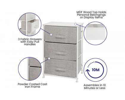 BLNK Harris 3 Drawer Wood Top Iron Frame Vertical Storage Dresser with Easy Pull Drawers - White/Light Gray