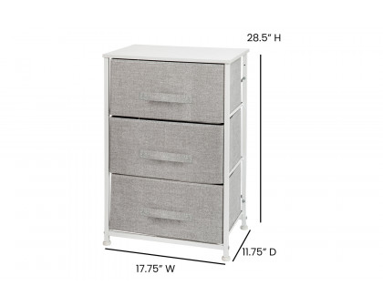 BLNK Harris 3 Drawer Wood Top Iron Frame Vertical Storage Dresser with Easy Pull Drawers - White/Light Gray