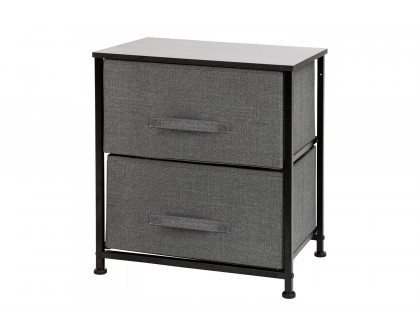 BLNK Harris 2 Drawer Wood Top Nightstand Storage Organizer with Cast Iron Frame and Easy Pull Fabric Drawers