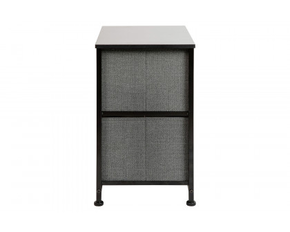 BLNK Harris 2 Drawer Wood Top Nightstand Storage Organizer with Cast Iron Frame and Easy Pull Fabric Drawers - Black/Dark Gray