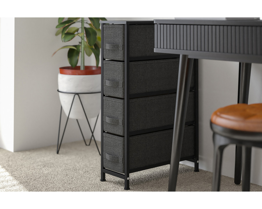 BLNK Harris 4 Drawer Slim Wood Top Iron Frame Dresser Storage Tower with Easy Pull Drawers