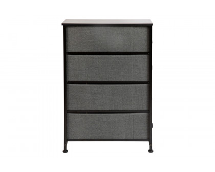 BLNK Harris 4 Drawer Slim Wood Top Iron Frame Dresser Storage Tower with Easy Pull Drawers - Black/Dark Gray