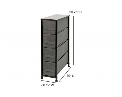 BLNK Harris 4 Drawer Slim Wood Top Iron Frame Dresser Storage Tower with Easy Pull Drawers - Black/Dark Gray