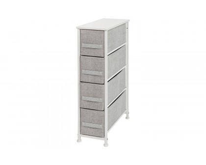 BLNK Harris 4 Drawer Slim Wood Top Iron Frame Dresser Storage Tower with Easy Pull Drawers - White/Light Gray