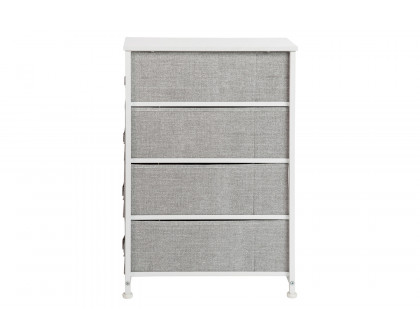 BLNK Harris 4 Drawer Slim Wood Top Iron Frame Dresser Storage Tower with Easy Pull Drawers - White/Light Gray