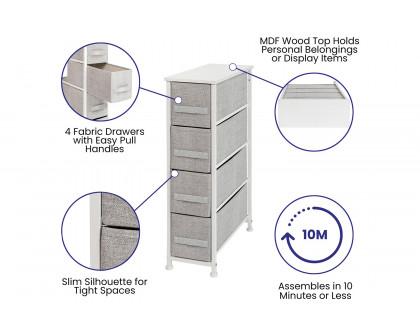 BLNK Harris 4 Drawer Slim Wood Top Iron Frame Dresser Storage Tower with Easy Pull Drawers - White/Light Gray