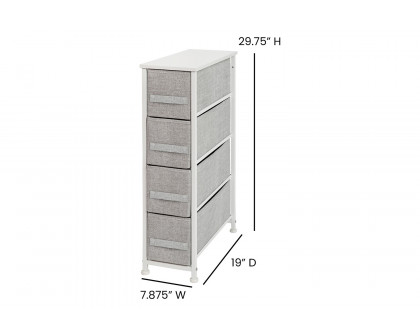 BLNK Harris 4 Drawer Slim Wood Top Iron Frame Dresser Storage Tower with Easy Pull Drawers - White/Light Gray