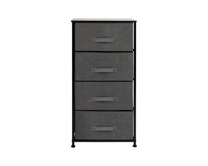 BLNK Harris 4 Drawer Wood Top Iron Frame Vertical Storage Dresser with Easy Pull Drawers - Black/Dark Gray