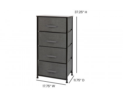 BLNK Harris 4 Drawer Wood Top Iron Frame Vertical Storage Dresser with Easy Pull Drawers - Black/Dark Gray