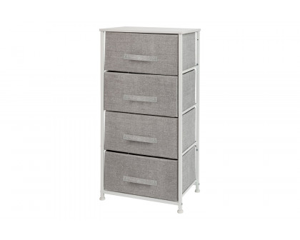 BLNK Harris 4 Drawer Wood Top Iron Frame Vertical Storage Dresser with Easy Pull Drawers - White/Light Gray