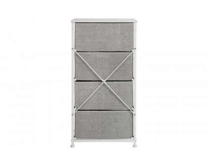 BLNK Harris 4 Drawer Wood Top Iron Frame Vertical Storage Dresser with Easy Pull Drawers - White/Light Gray