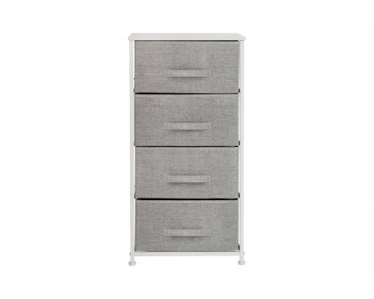 BLNK Harris 4 Drawer Wood Top Iron Frame Vertical Storage Dresser with Easy Pull Drawers - White/Light Gray