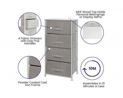 BLNK Harris 4 Drawer Wood Top Iron Frame Vertical Storage Dresser with Easy Pull Drawers - White/Light Gray