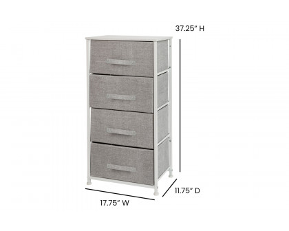 BLNK Harris 4 Drawer Wood Top Iron Frame Vertical Storage Dresser with Easy Pull Drawers - White/Light Gray