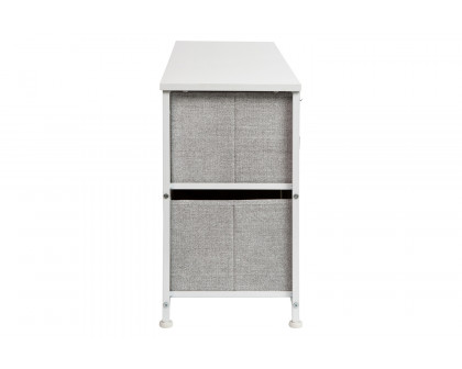 BLNK Harris 5 Drawer Wood Top Iron Frame Vertical Storage Dresser with Easy Pull Drawers - White/Light Gray