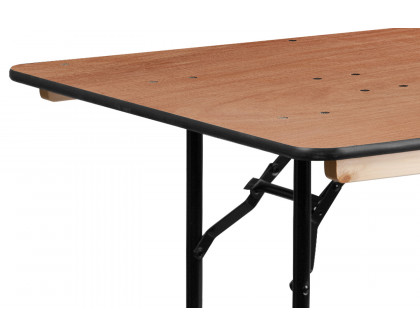 BLNK Fielder Rectangular Wood Folding Banquet Table with Clear Coated Finished Top - 6'W x 3'L