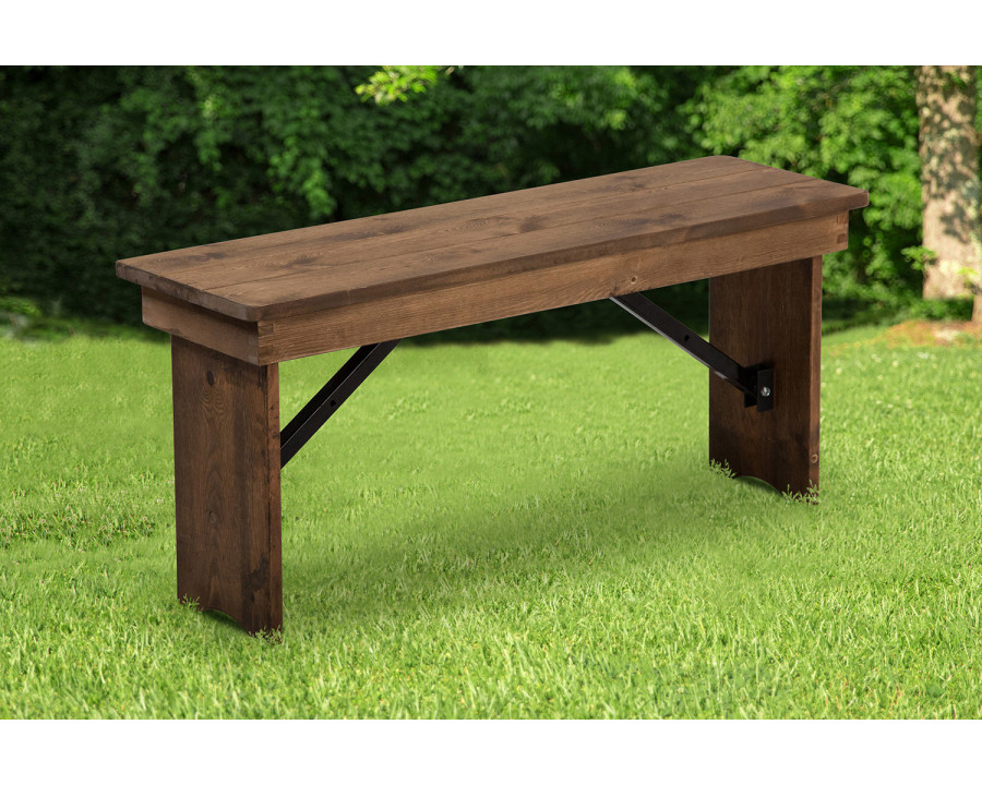 BLNK - HERCULES Series Antique Rustic Solid Pine Folding Farm Bench