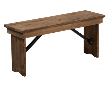 BLNK - HERCULES Series Antique Rustic Solid Pine Folding Farm Bench