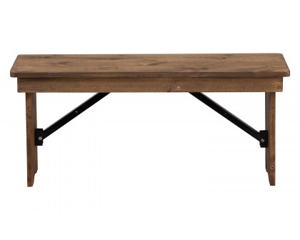 BLNK - HERCULES Series Antique Rustic Solid Pine Folding Farm Bench