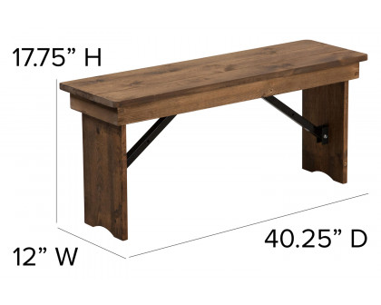 BLNK - HERCULES Series Antique Rustic Solid Pine Folding Farm Bench