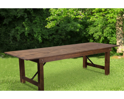 BLNK HERCULES Series Rectangular Antique Rustic Solid Pine Folding Farm Table