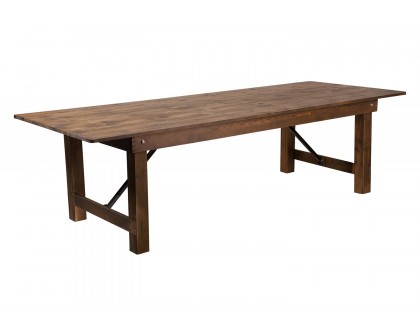 BLNK HERCULES Series Rectangular Antique Rustic Solid Pine Folding Farm Table - Natural, 40"W x 9'L