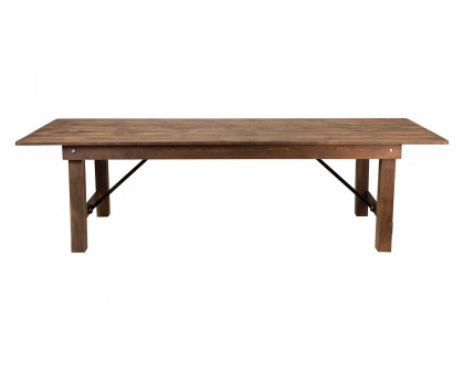 BLNK HERCULES Series Rectangular Antique Rustic Solid Pine Folding Farm Table - Natural, 40"W x 9'L