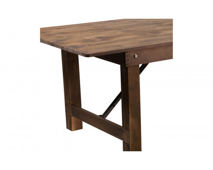 BLNK HERCULES Series Rectangular Antique Rustic Solid Pine Folding Farm Table - Natural, 40"W x 9'L