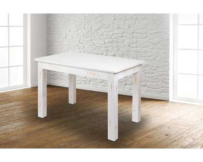 BLNK HERCULES Series Rectangular Antique Rustic White Solid Pine Farm Dining Table