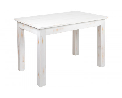 BLNK HERCULES Series Rectangular Antique Rustic White Solid Pine Farm Dining Table - 46"W x 30"L